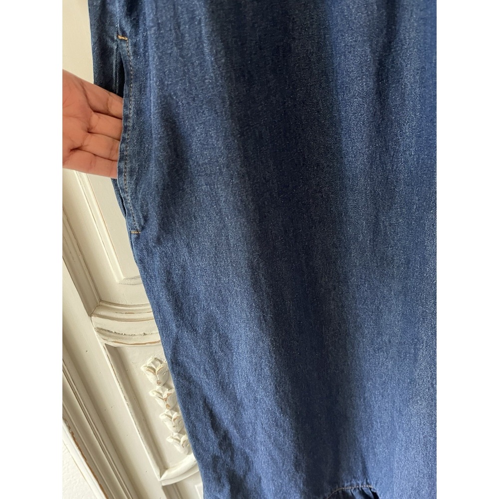 Vermont Country Store Denim Dress Embroidered Floral Peasant Boho Size L - Picture 7 of 10